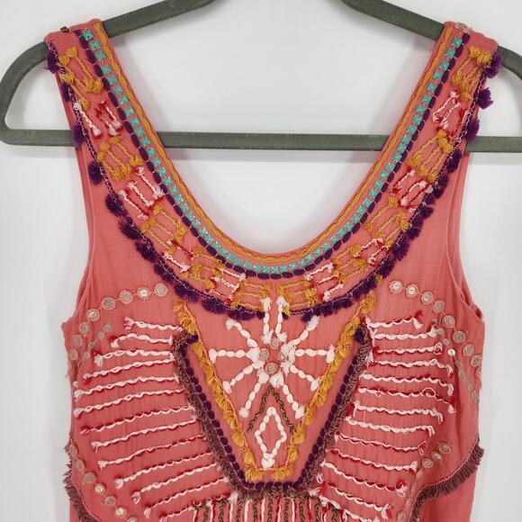 Anthropologie Bl^nk Reveka Embellished Shift Dress XSP London Beaded Fringe Mini - Picture 6 of 13